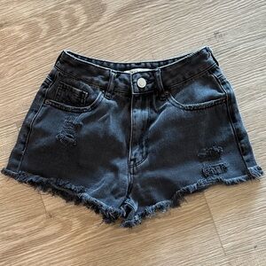 PACSUN Faded Black Distressed Denim Shorts